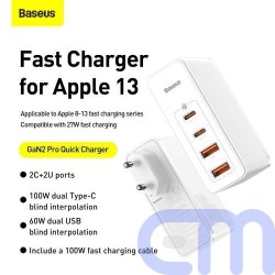 Baseus Travel Charger GaN2 Pro Quick wall charger C+C+U+U, PD 3.0, QC 4.0+, 100W EU White (CCGAN2P-L02) 16