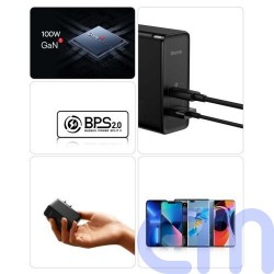 Baseus Travel Charger GaN5 Pro Quick wall charger C+U, PD3.0, QC4.0 +, AFC, 100W EU Black (CCGP090201) 6