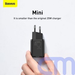 Baseus Travel Charger Super Si 1C Quick Charger 25W EU Black (CCSP020101) 12