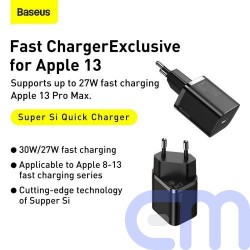 Baseus Travel Charger Super Si 1C Quick Charger PD 30W EU Black (CCSUP-J01) 12