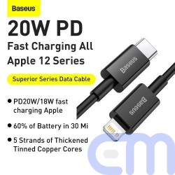 Baseus Type-C - Lightning Superior Series fast charging data cable PD 20W 1m Black (CATLYS-A01) 10