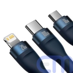 Baseus Universal Flash Series 3-in-1 Fast Charging Data Cable (USB-A to Micro + Lightning + Type-C) 100W, 1.2m Blue (CASS030103) 6