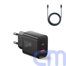 Joyroom Travel Charger U+C, PD 20W with Type-C to Type-C Cable, 1m, Black (JR-TCF05) 4