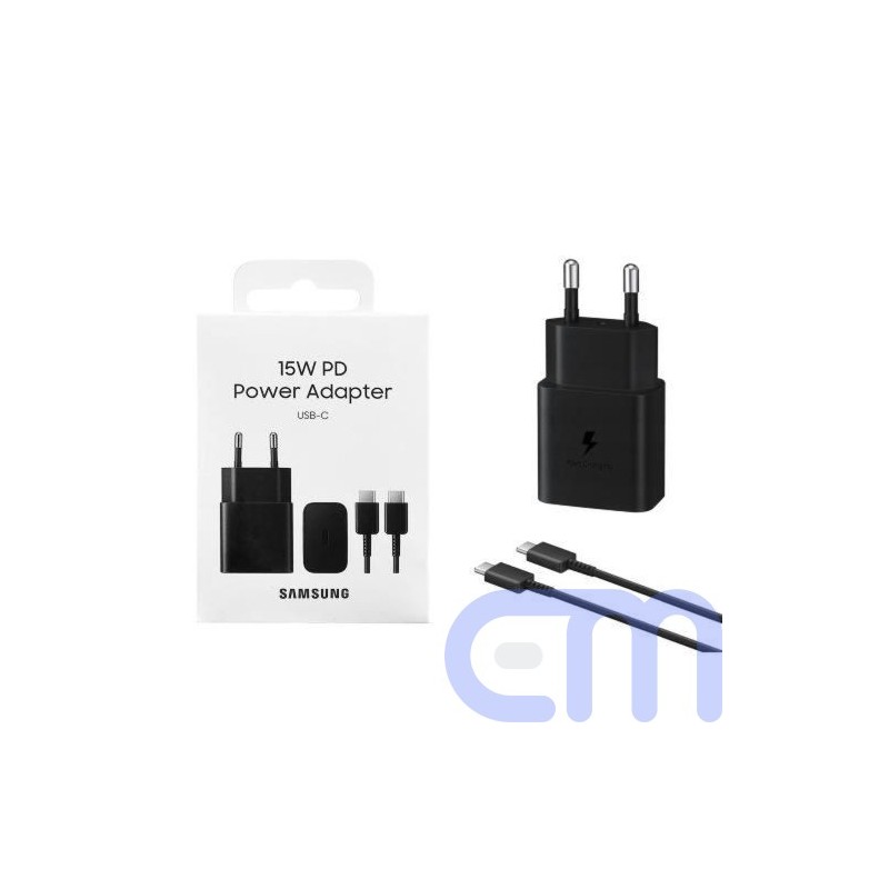 Samsung Travel Charger 15W EP-T1510X with Type-C to Type-C cable (1m) Black EU (EP-T1510XBEGEU)