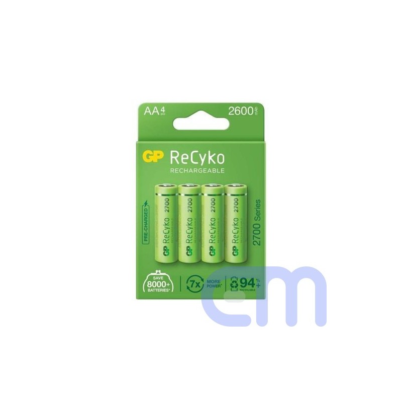 GP Battery (AA) Rechargeable NIMH R6/AA, 270AAHCE-EB4, (4 batteries / blister), 2700 mAh