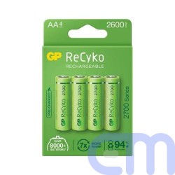 GP Battery (AA) Rechargeable NIMH R6/AA, 270AAHCE-EB4, (4 batteries / blister), 2700 mAh 2