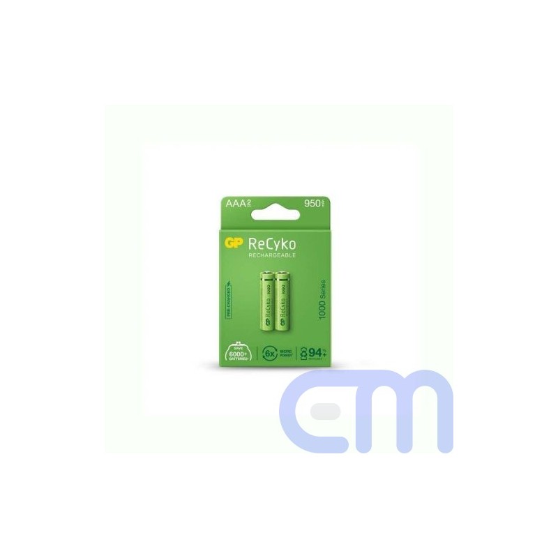 GP Battery (AAA) Rechargeable NIMH R03/AAA, 100AAAHCE-EB2, (2 batteries / blister), 1000 mAh