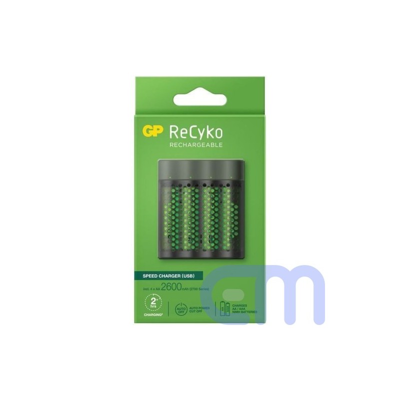 GP Battery Charger M451 with 4x AAA Rechargable batteries, 2700 mAh, 1.2V, Black EU