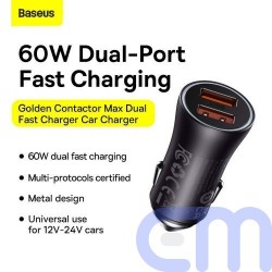 Baseus Car Charger Golden Contactor Max Dual Fast Charger U+U 60W Dark Gray (CGJM000013) 8