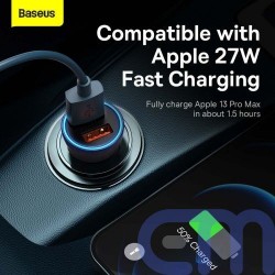 Baseus Car Charger Golden Contactor Max Dual Fast Charger U+U 60W Dark Gray (CGJM000013) 10