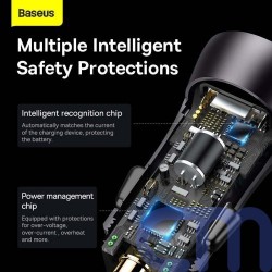 Baseus Car Charger Golden Contactor Max Dual Fast Charger U+U 60W Dark Gray (CGJM000013) 12