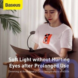 Baseus Home Comfort Reading Mini Clip Lamp + charing cable, 400 mAh, 4000K, 3W Dark Gray (DGRAD-0G) 4