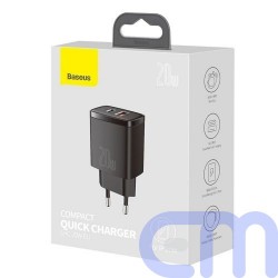 Baseus Travel Charger Compact Quick Charger U+C 20W EU Black (CCXJ-B01) 1