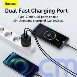 Baseus Travel Charger Compact Quick Charger U+C 20W EU Black (CCXJ-B01) 12