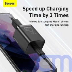 Baseus Travel Charger set Super Si 1C QC (With Mini Black Cable Type-C to Type-C 3A 1m) 25W EU Black (TZCCSUP-L01) 6