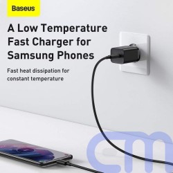 Baseus Travel Charger set Super Si 1C QC (With Mini Black Cable Type-C to Type-C 3A 1m) 25W EU Black (TZCCSUP-L01) 8