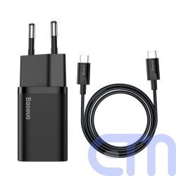 Baseus Travel Charger set Super Si 1C QC (With Mini Black Cable Type-C to Type-C 3A 1m) 25W EU Black (TZCCSUP-L01) 11