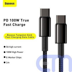 Baseus Type-C - Type-C cable Tungsten Gold Fast charging and data 100W (20V/5A) 1m Black (CATWJ-01) 3