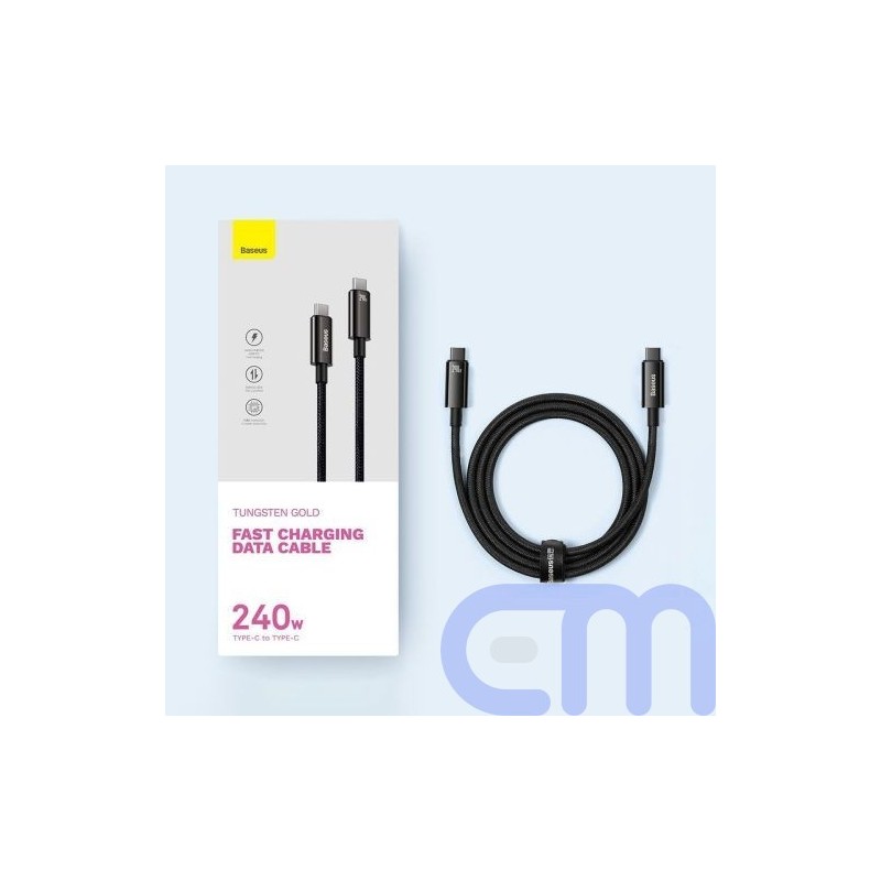 Baseus Type-C to Type-C Tungsten Gold Series Cable 480Mb/s, 240W, 1m, Black (CAWJ040001)