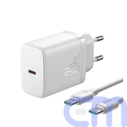 Joyroom Travel Charger Type-C, PD 25W with Type-C to Type-C cable, 1m, White (JR-TCF11) 2