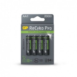 GP Battery (AA) Rechargeable RECYKO+ Pro Fast Flash NIMH R6/AA, GPRHC212F002, (4 batteries / blister), 2000mAh 1