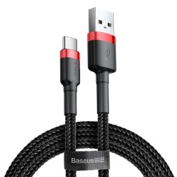 BASEUS USB laidas Cafule Type C 2A 2 metrų juodos ir raudonos spalvos 1