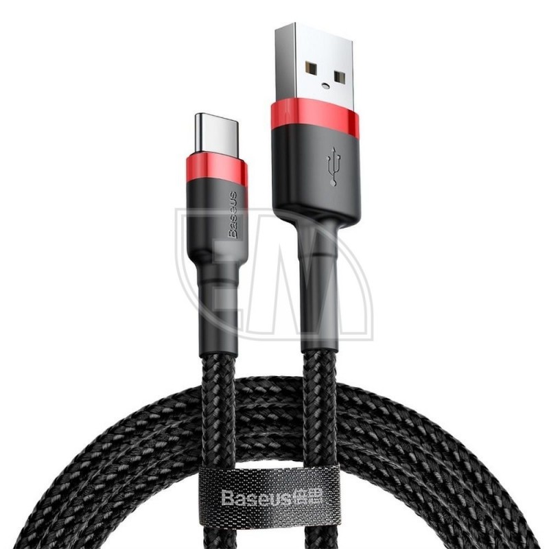 BASEUS USB laidas Cafule Type C 2A 2 metrų juodos ir raudonos spalvos