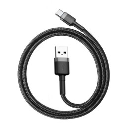 BASEUS USB Cafule laidasType C 3A 0,5 metro pilkai juodas
