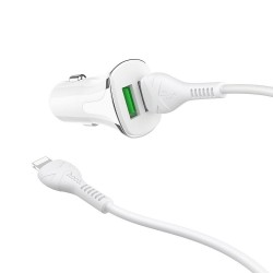 HOCO Car charger 2 x USB QC3.0 + cable for iPhone Z31 white 3