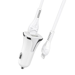 HOCO Автомобильное зарядное устройство 2 x USB QC3.0 + кабель для iPhone Z31 белый 4