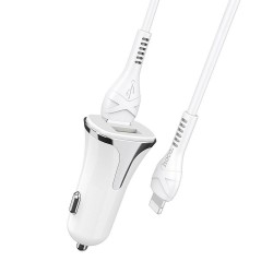 HOCO Car charger 2 x USB QC3.0 + cable for iPhone Z31 white 4