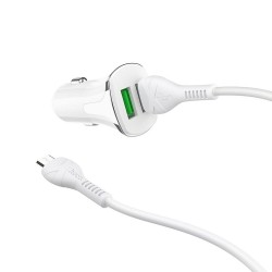 HOCO Car charger 2 x USB QC3.0 + cable Micro Z31 white 2