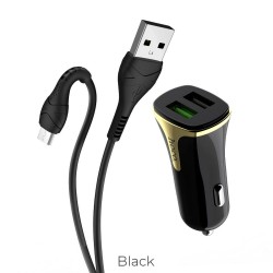 HOCO Car charger 2 x USB QC3.0 + cable Micro Z31 black 2