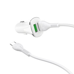 HOCO Car charger 2 x USB QC3.0 + cable Type-C Z31 white 3