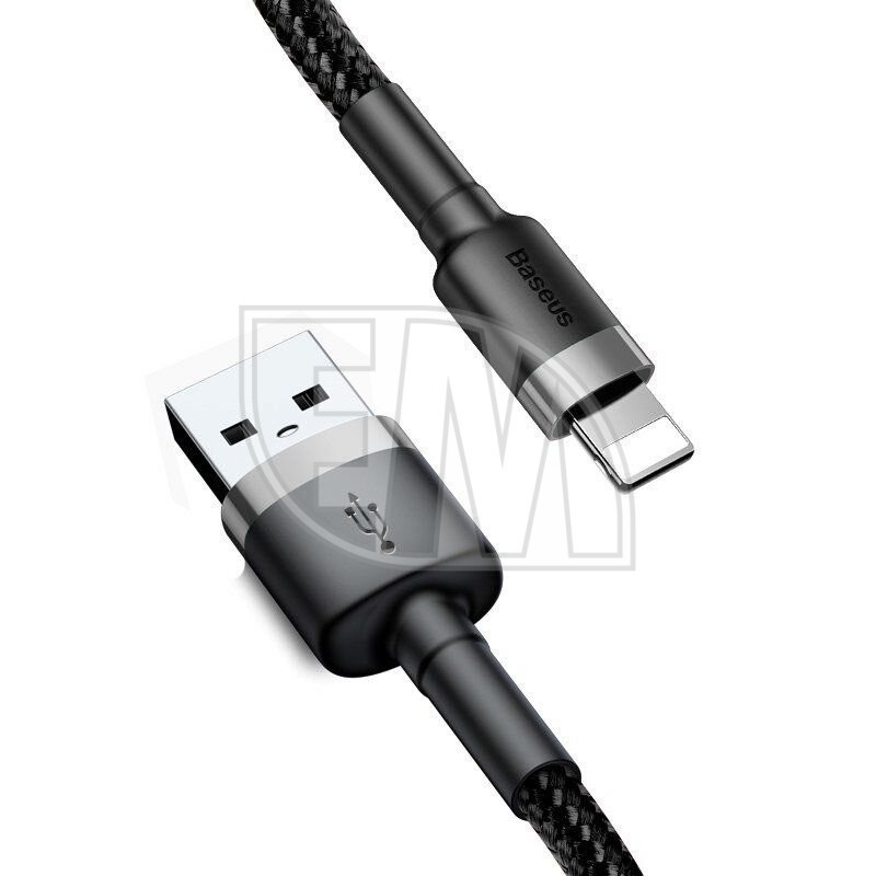 BASEUS USB laidas Apple Lightning 8 kontaktų 2.4A Cafule CALKLF-AG1 0.5m pilkai juodas