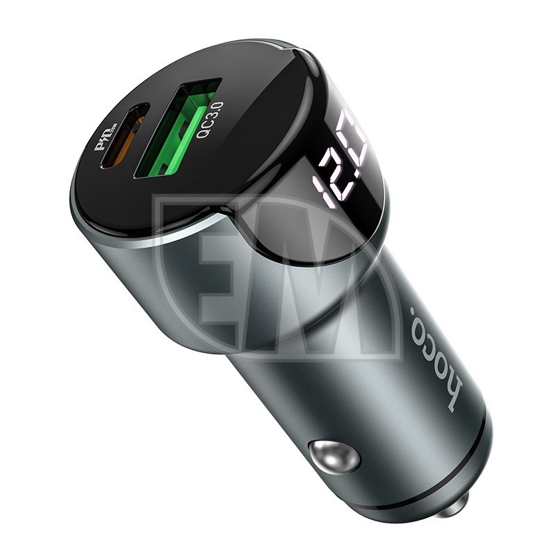 Автомобильная зарядка HOCO USB QC3.0 + PD20W LED дорожный фонарь Z42 серый