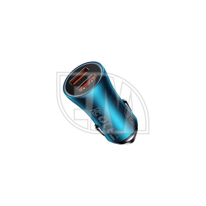 Automobilinis įkroviklis Baseus Golden Contactor Max, 2x USB, 60W, mėlyna